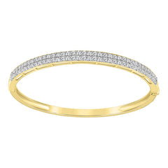 LADIES BANGLE 2.00CT ROUND DIAMOND 14K YELLOW GOLD