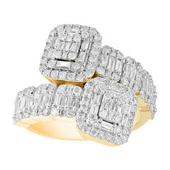 MEN'S RING 2.00CT ROUND/BAGUETTE DIAMOND 10K YELLOW GOLD