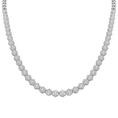 LADIES NECKLACE 7.00CT ROUND DIAMOND 14K WHITE GOLD