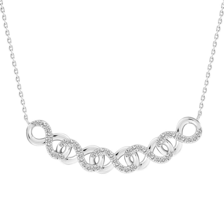 LADIES NECKLACE 0.15CT ROUND DIAMOND 10K WHITE GOLD