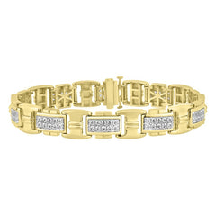 MEN'S BRACELET 3.65CT ROUND DIAMOND 10K YELLOW GOLD