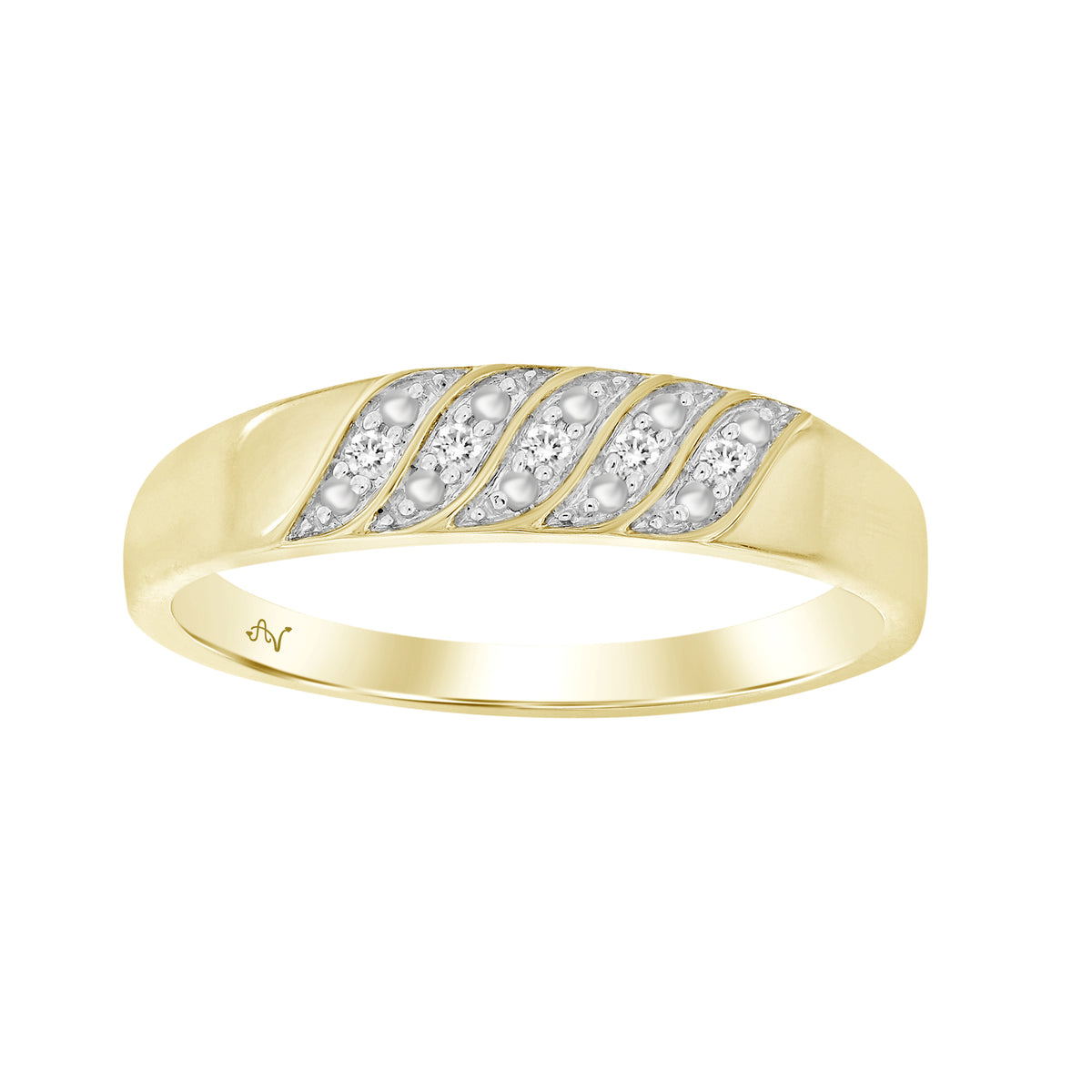 MEN'S BAND 0.05CT ROUND DIAMOND 10K YELLOW GOLD