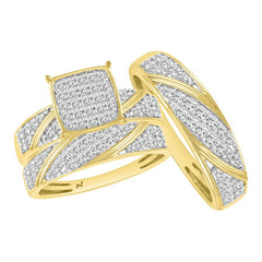 LADIES TRIO SET 1.00CT ROUND DIAMOND 10K YELLOW GOLD