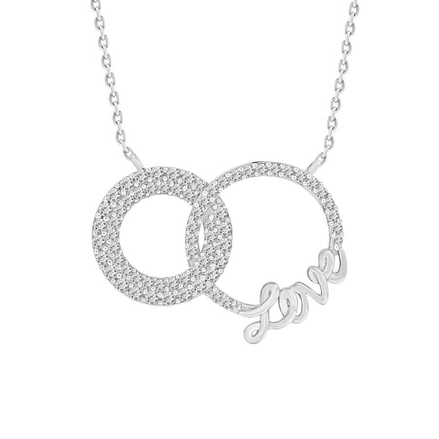 LADIES NECKLACE 0.50CT ROUND DIAMOND 10K WHITE GOLD