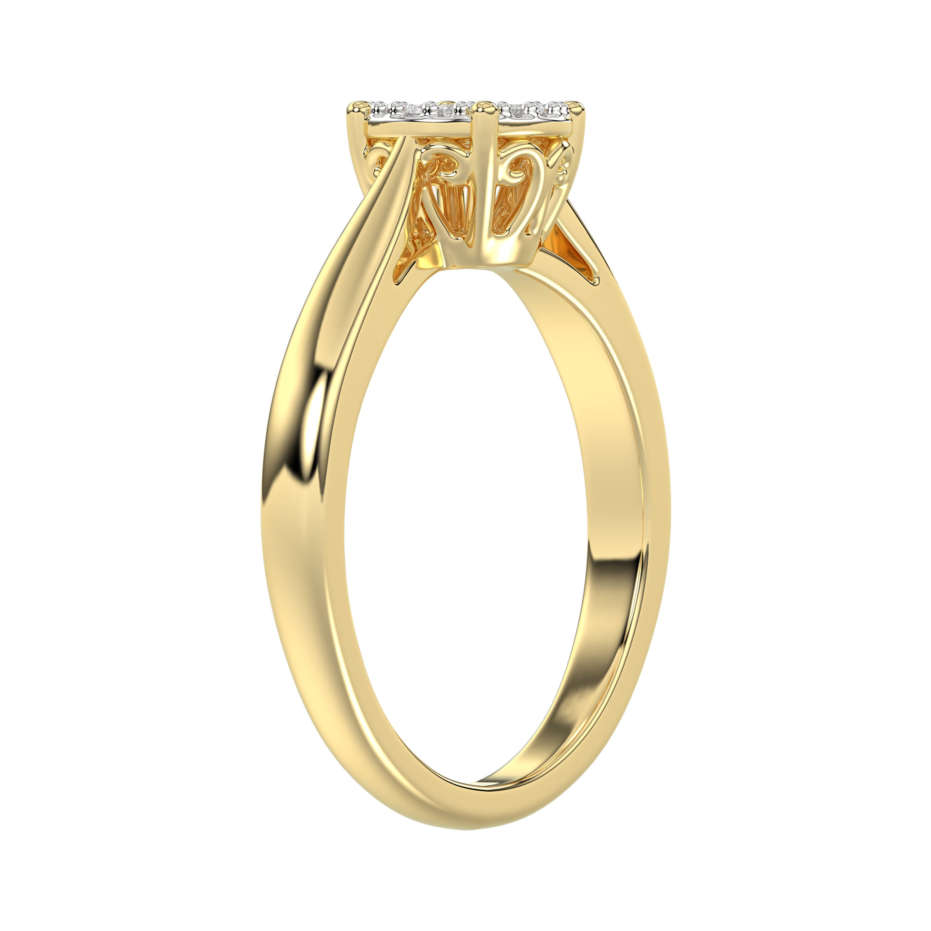 10K Yellow Gold Diamond Cluster Ring For Women 0.25Ct Round Diamond Fashion Ring