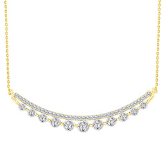 LADIES NECKLACE 0.75CT ROUND DIAMOND 14K YELLOW GOLD