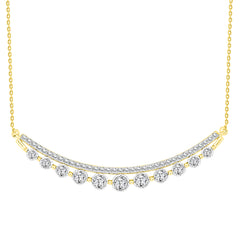 LADIES NECKLACE 0.75CT ROUND DIAMOND 14K YELLOW GOLD