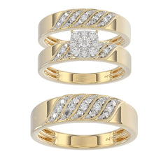 LADIES TRIOS SET 0.33CT ROUND DIAMOND 10K YELLOW GOLD