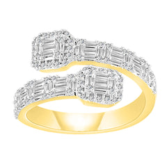 LADIES BAND 0.75CT ROUND/BAGUETTE DIAMOND 14K YELLOW GOLD