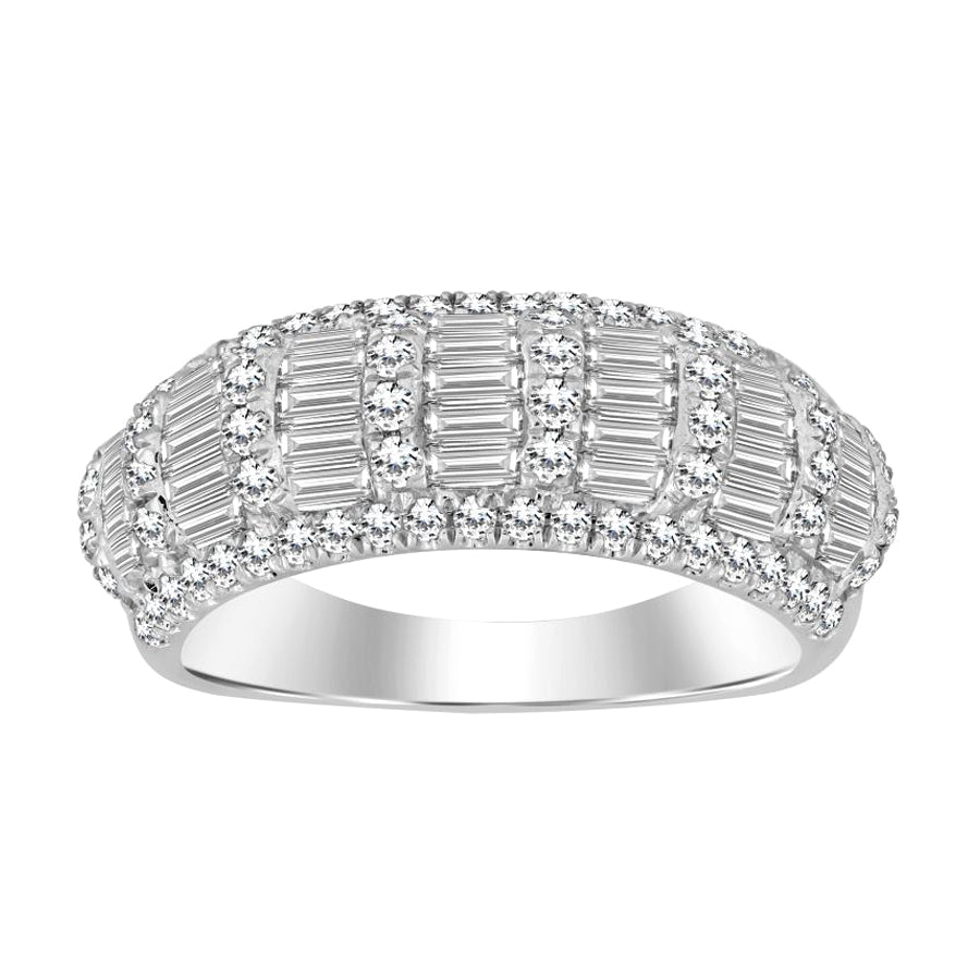 LADIES BAND 1.25CT ROUND/BAGUETTE DIAMOND 14K WHITE GOLD