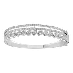 LADIES BANGLE 3.25CT ROUND DIAMOND 14K WHITE GOLD