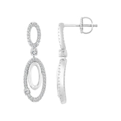 LADIES EARRINGS 0.50CT ROUND DIAMOND 10K WHITE GOLD