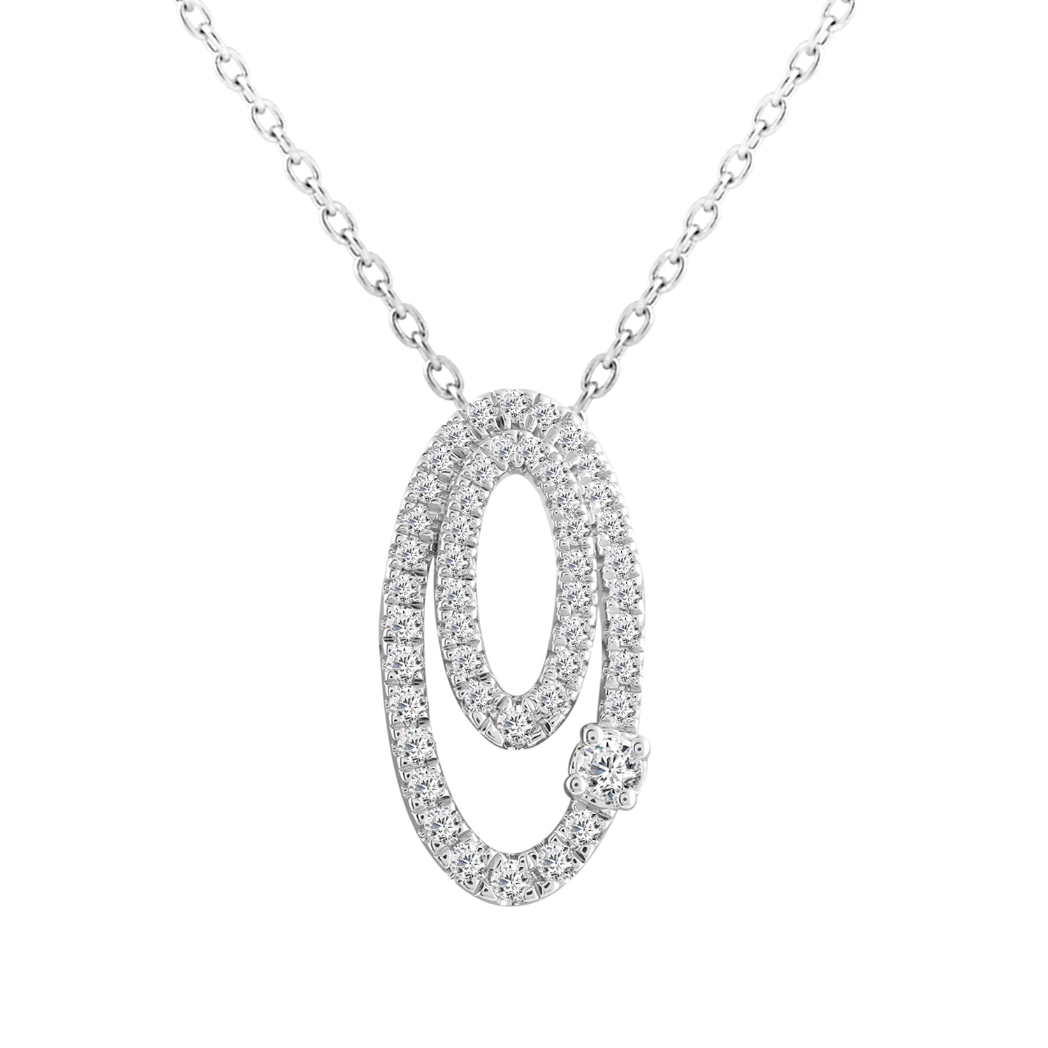 LADIES PENDANT 0.33CT ROUND DIAMOND 10K WHITE GOLD