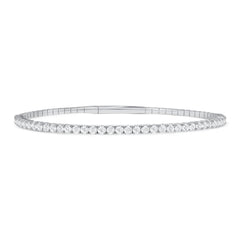 LADIES SEMI MOUNT HALF FLEXIBLE BANGLE 1.00CT ROUND DIAMOND 14K WHITE GOLD