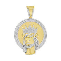 MEN'S CHARM 1.25CT ROUND/BAGUETTE DIAMOND 10K YELLOW GOLD