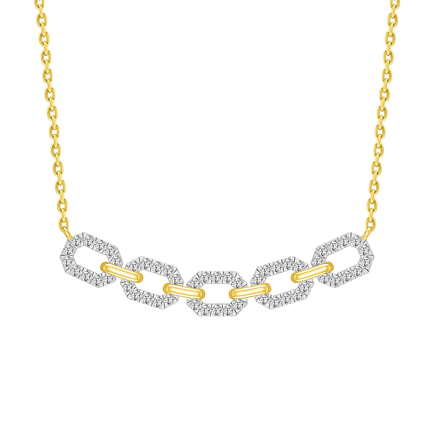 LADIES NECKLACE 0.50CT ROUND DIAMOND 10K YELLOW GOLD