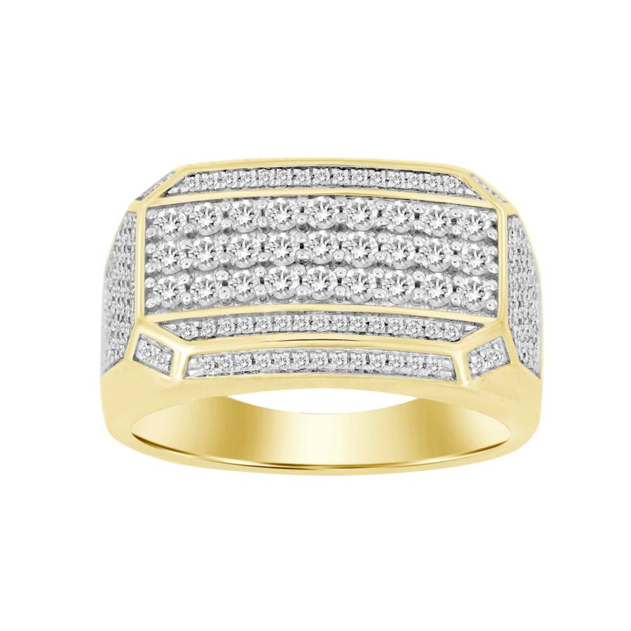 MEN'S RING 1.00CT ROUND DIAMOND 10K YELLOW GOLD