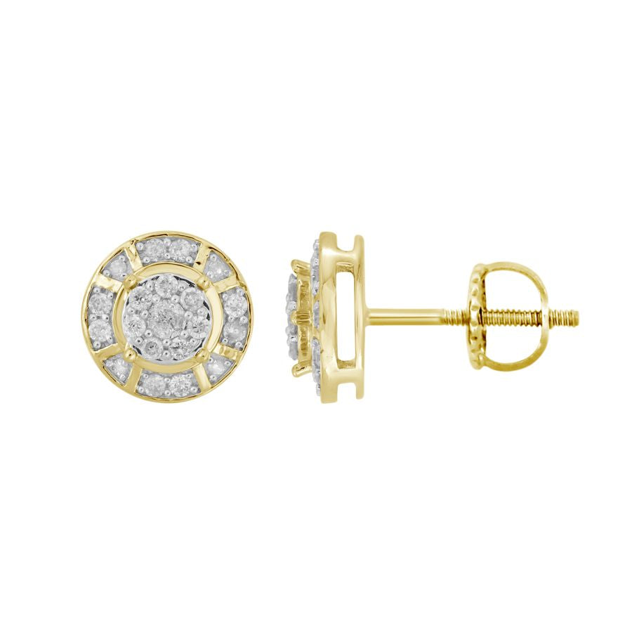 LADIES EARRINGS 0.25CT ROUND DIAMOND 10K YELLOW GOLD