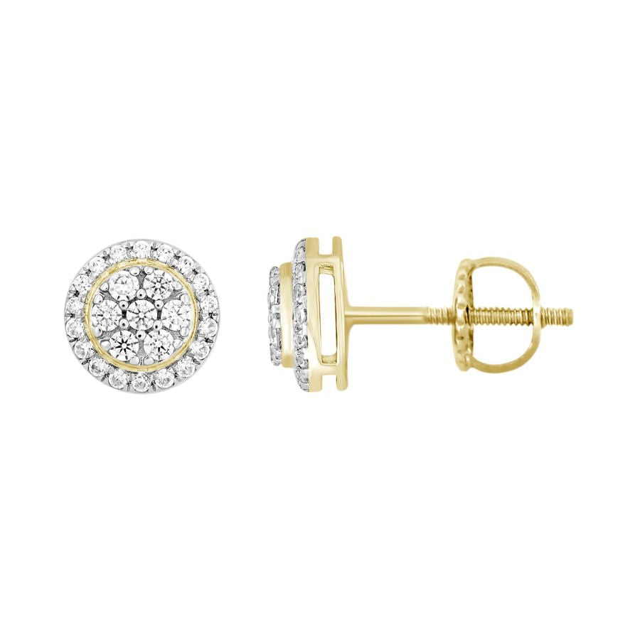 LADIES EARRINGS 0.25CT ROUND DIAMOND 10K YELLOW GOLD