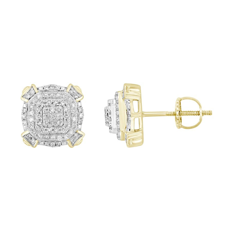 LADIES EARRINGS 0.25CT ROUND DIAMOND 10K YELLOW GOLD