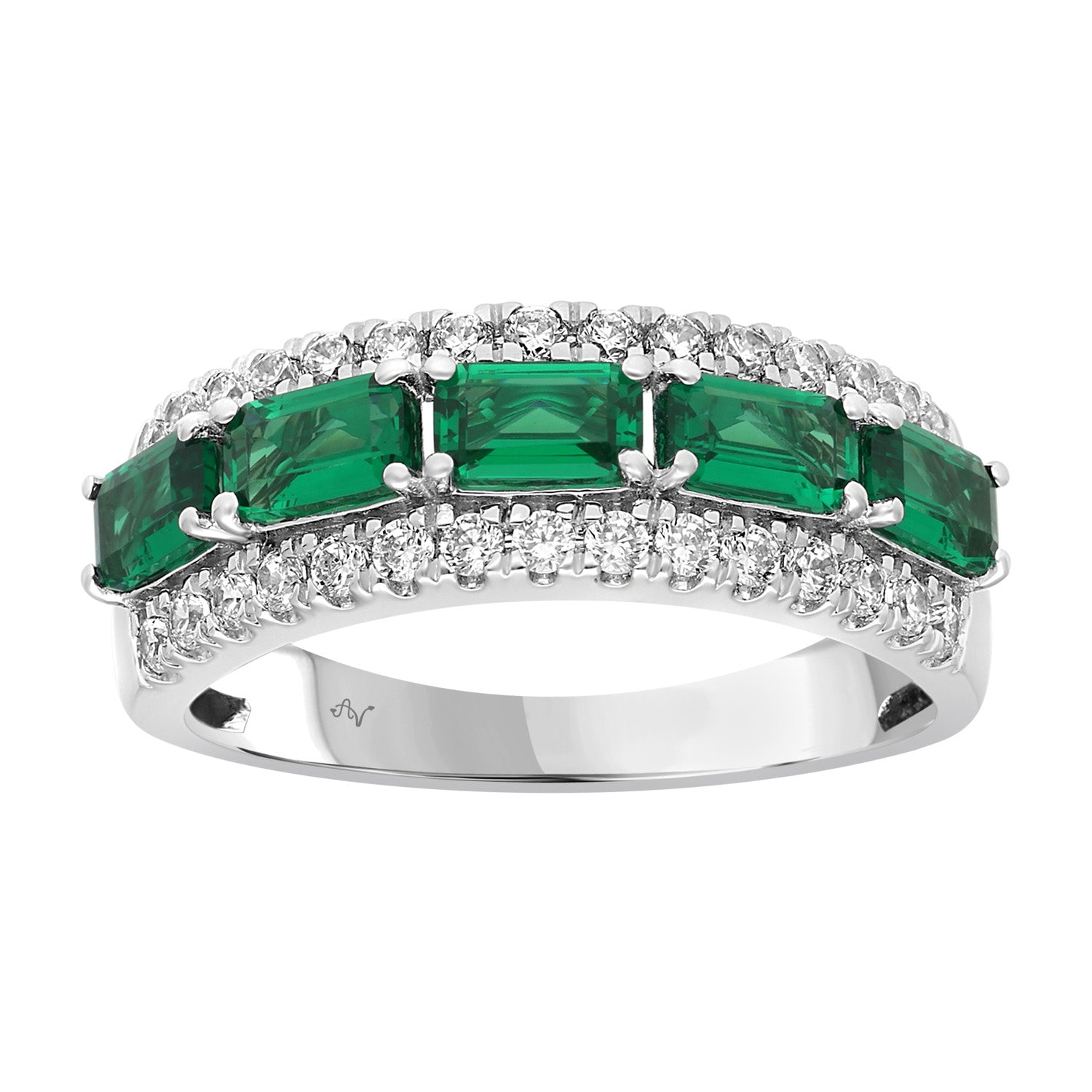 LADIES BAND 1.65CT ROUND/EMERALD DIAMOND 14K WHITE GOLD