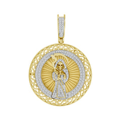 MEN'S CHARM PENDANT 0.33CT ROUND DIAMOND 10K YELLOW GOLD