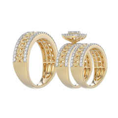 LADIES TRIO SET 1.50CT ROUND DIAMOND 10K YELLOW GOLD