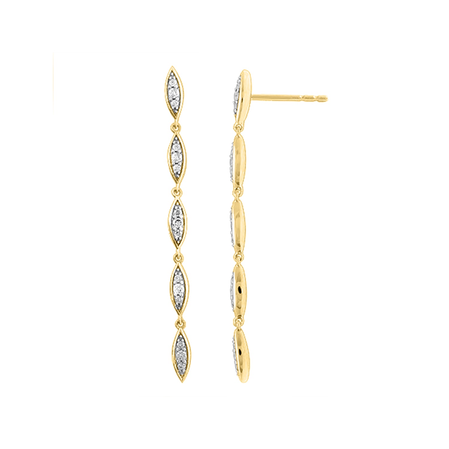 LADIES  EARRINGS 0.20CT ROUND DIAMOND 14K YELLOW GOLD