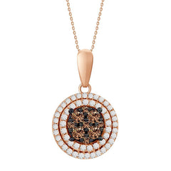 LADIES PENDANT WITH CHAIN 0.33CT ROUND DARK BROWN DIAMOND 14K ROSE GOLD