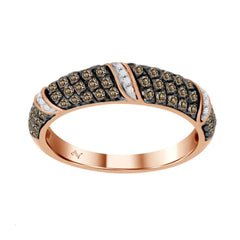 LADIES BAND 0.50CT ROUND/DARK BROWN DIAMOND 14K ROSE GOLD