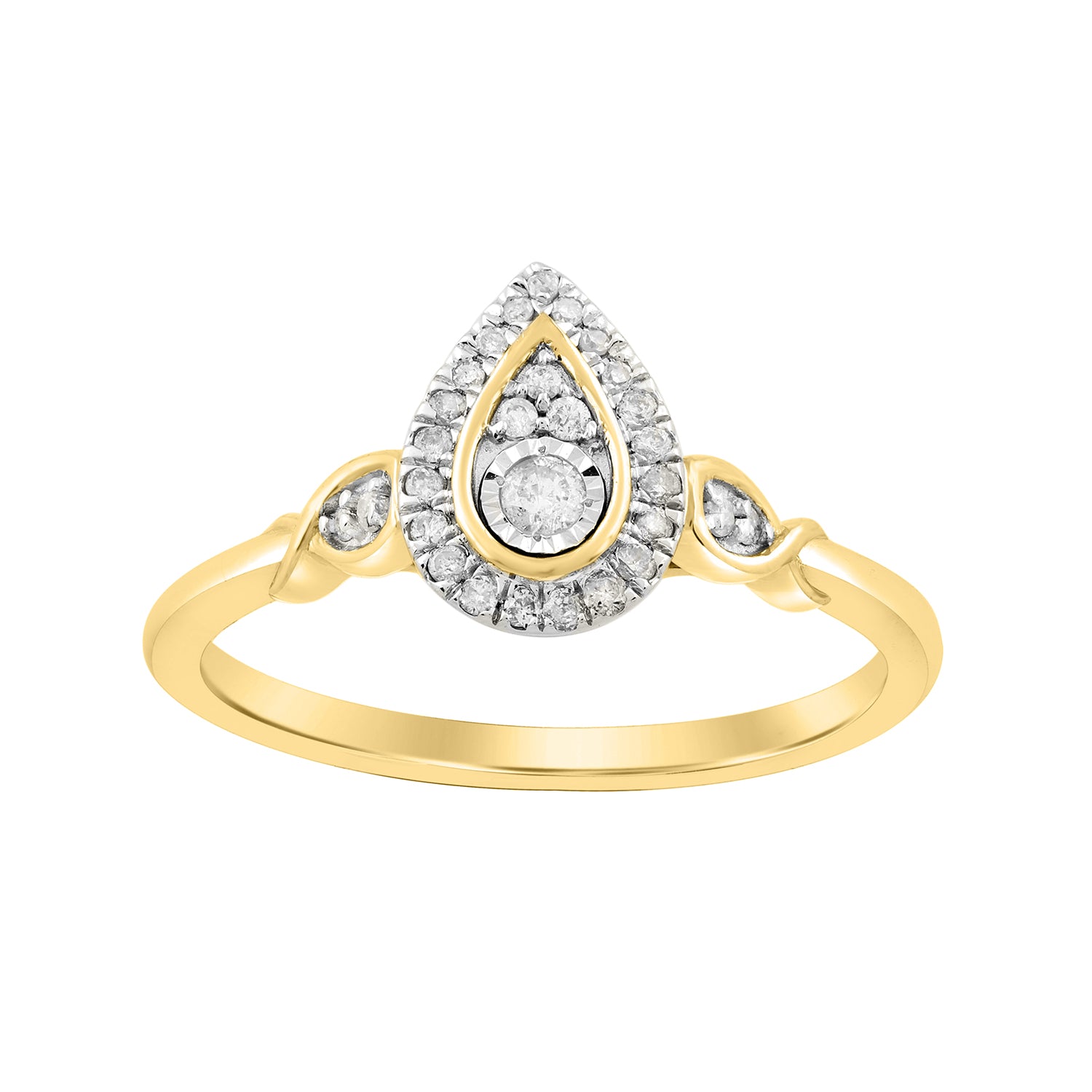 LADIES RING 0.15CT ROUND DIAMOND 14K YELLOW GOLD