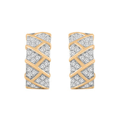 LADIES HOOPS EARRINGS 0.50CT ROUND DIAMOND 10K YELLOW GOLD