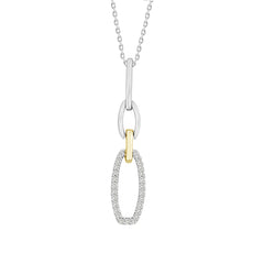 LADIES PENDANT 0.10CT ROUND DIAMOND 10K STERLING SILVER WHITE/YELLOW