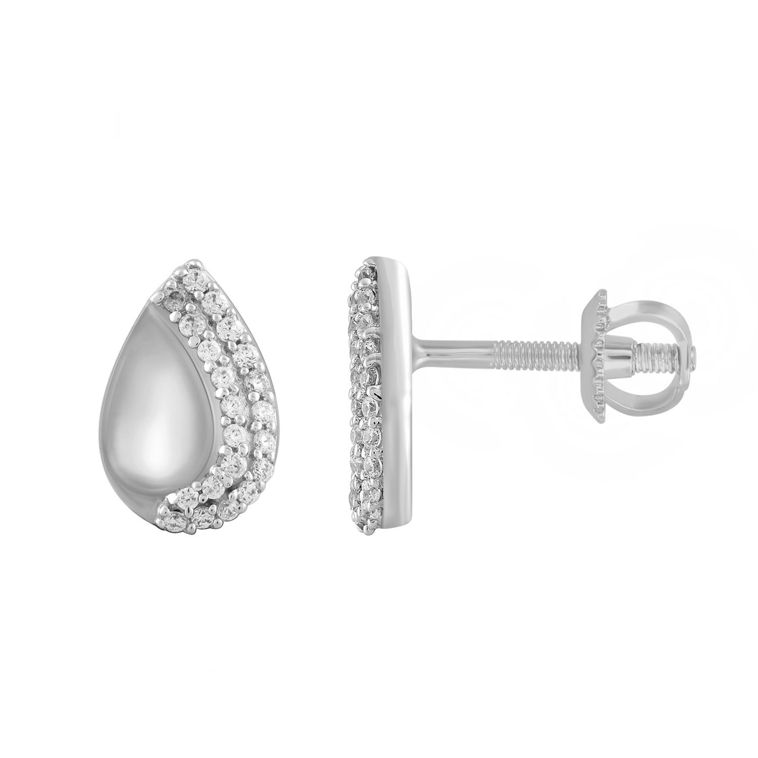 LADIES EARRINGS 0.10CT ROUND DIAMOND 10K WHITE GOLD