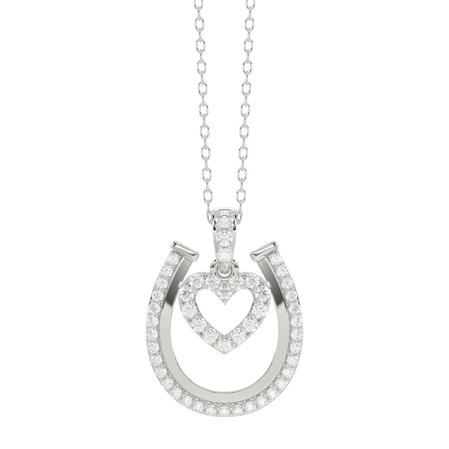 LADIES PENDANT WITH CHAIN 0.25CT ROUND DIAMOND 14K WHITE GOLD