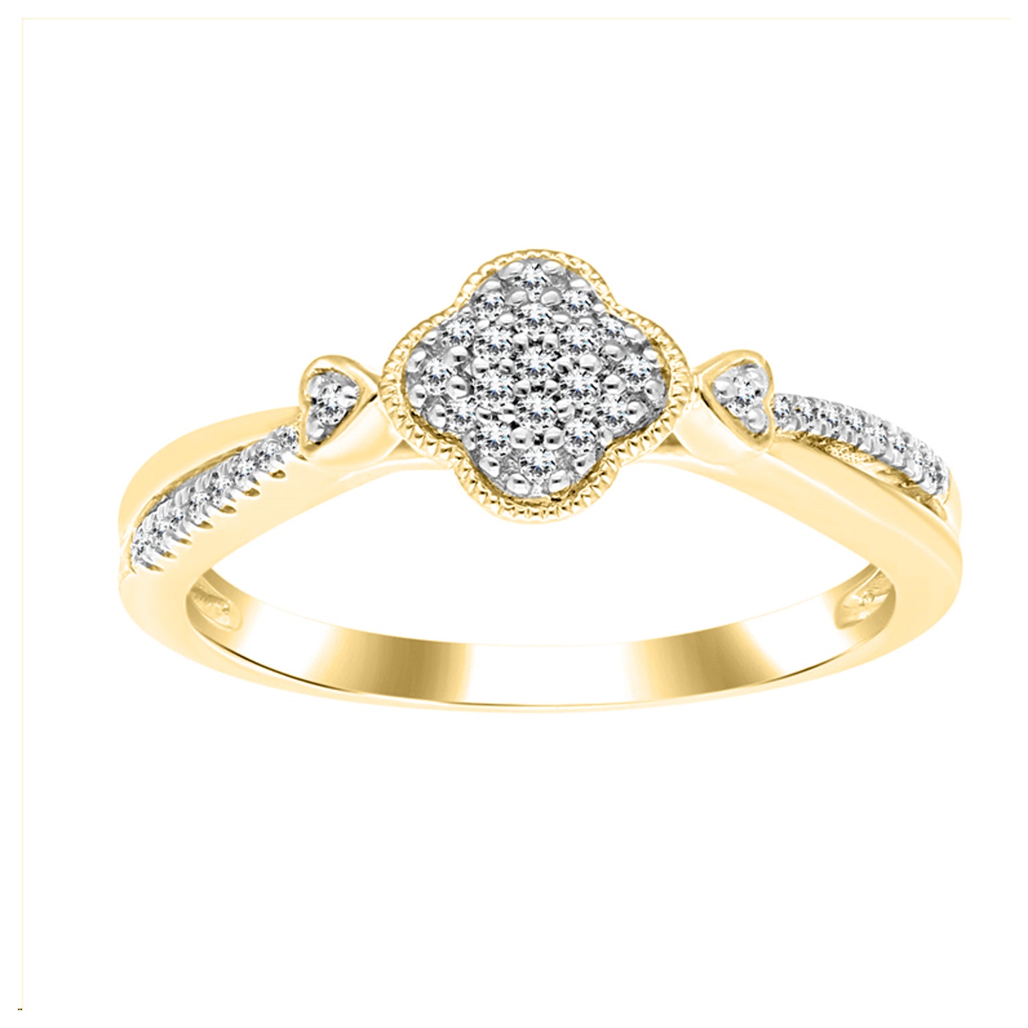 LADIES RING 0.15CT ROUND DIAMOND 14K YELLOW GOLD