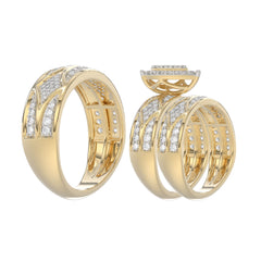 LADIES TRIO SET 1.33CT ROUND DIAMOND 10K YELLOW GOLD