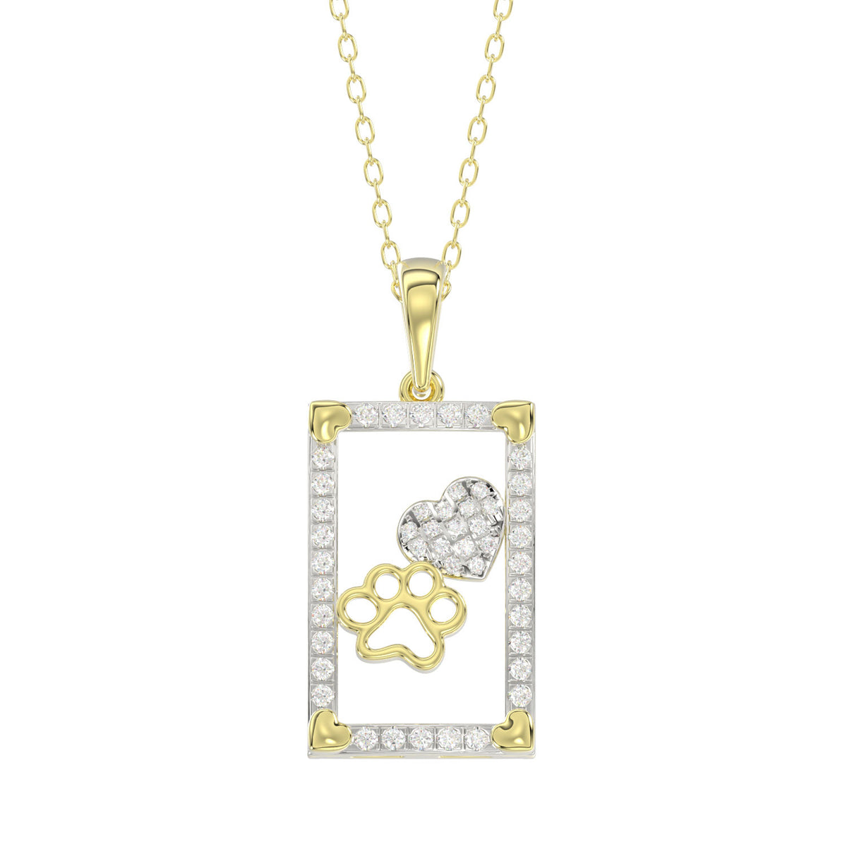 LADIES PENDANT WITH CHAIN 0.25CT ROUND DIAMOND 14K YELLOW GOLD