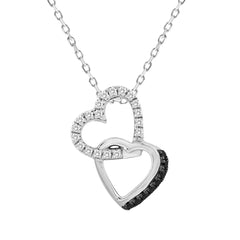 LADIES PENDANT WITH CHAIN 0.10CT ROUND/BLACK DIAMOND 14K WHITE GOLD