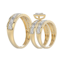 LADIES TRIO SET 1.00CT ROUND/BAGUETTE DIAMOND 10K YELLOW GOLD