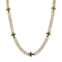 MEN'S NECKLACE 9.00CT ROUND DIAMOND 10K YELLOW GOLD