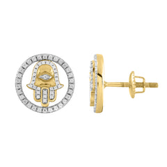 LADIES EARRINGS 0.25CT ROUND DIAMOND 14K YELLOW GOLD
