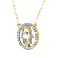 LADIES NECKLACE 0.25CT ROUND DIAMOND 14K YELLOW GOLD