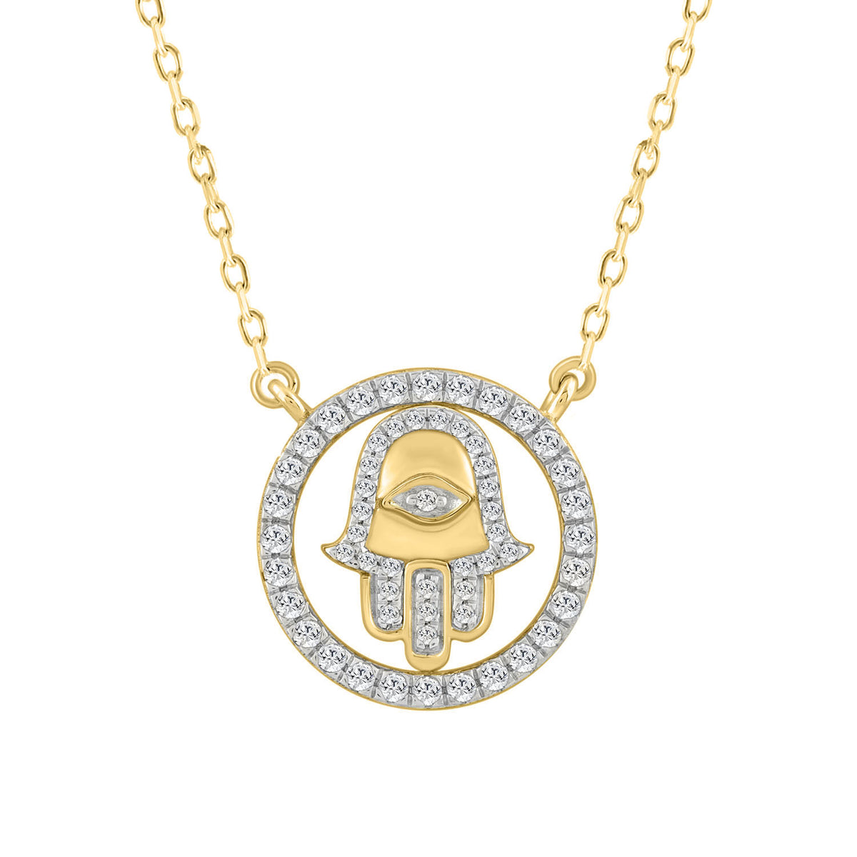 LADIES NECKLACE 0.25CT ROUND DIAMOND 14K YELLOW GOLD