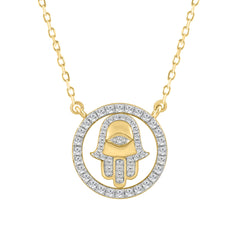LADIES NECKLACE 0.25CT ROUND DIAMOND 14K YELLOW GOLD