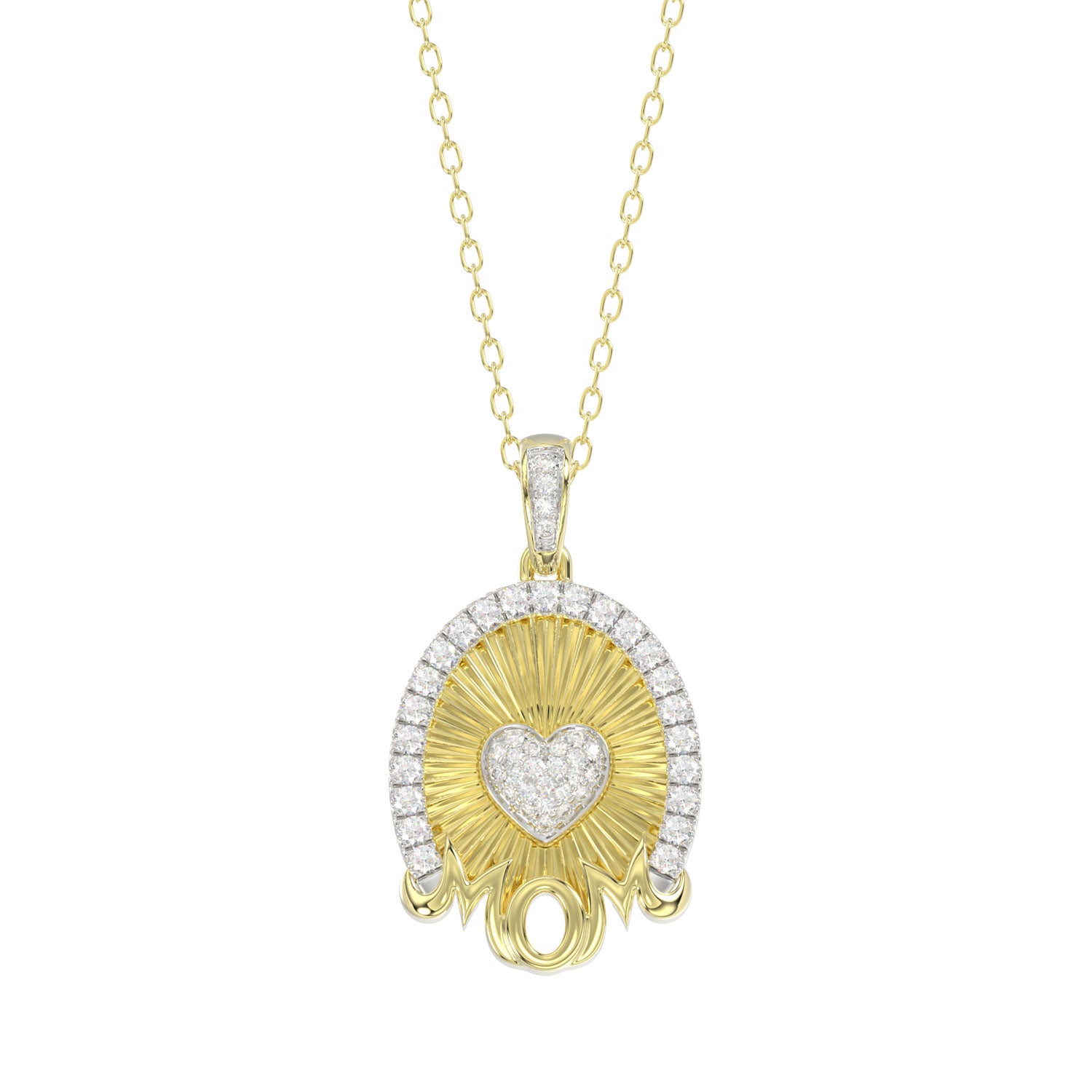 LADIES PENDANT WITH CHAIN 0.25CT ROUND DIAMOND 14K YELLOW GOLD