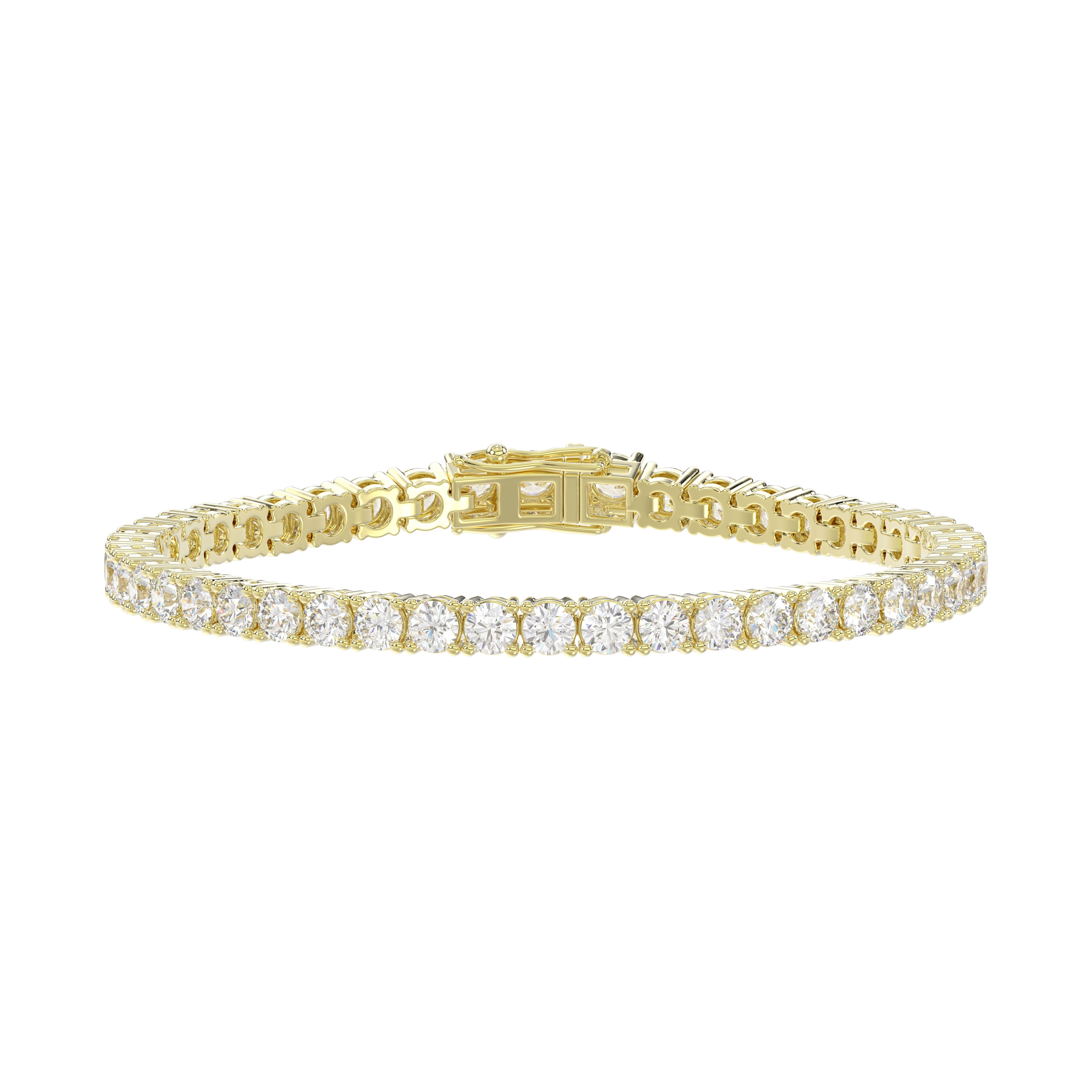 LADIES TENNIS BRACELET 3.25CT ROUND DIAMOND 14K YELLOW GOLD