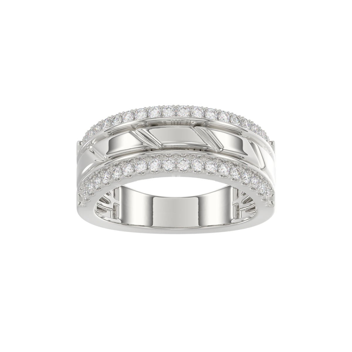MEN'S BAND 0.50CT ROUND DIAMOND 14K WHITE GOLD