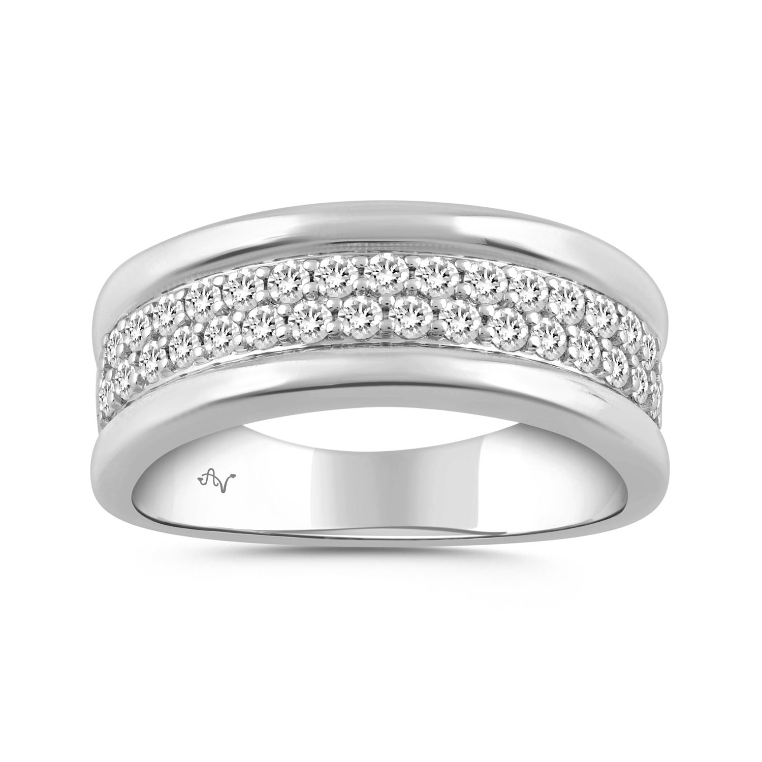 MEN'S BAND 0.75CT ROUND DIAMOND 14K WHITE GOLD