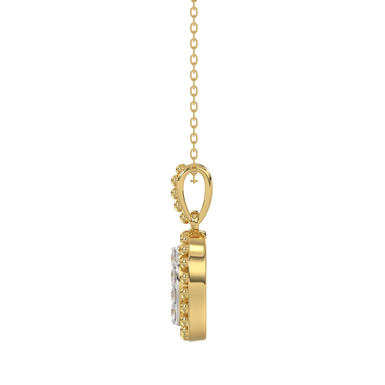 LADIES PENDANT WITH CHAIN 0.10CT ROUND DIAMOND 14K YELLOW GOLD